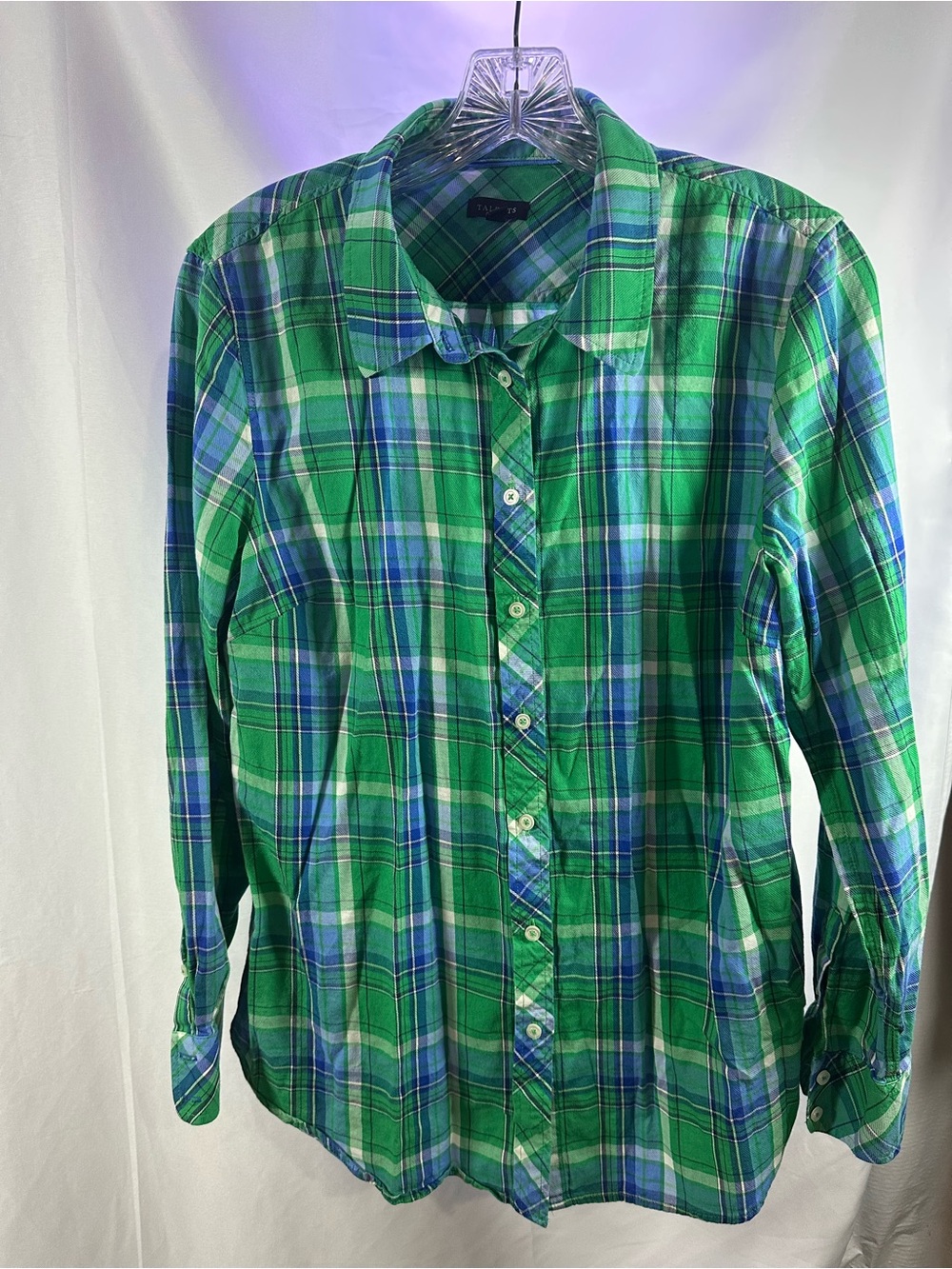 🍏Talbots Green Blue Plaid Button-Down Shirt - Picture 2 of 7